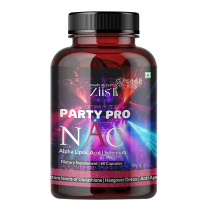 "Bottle of NAC PARTY PRO Capsules 1100mg with 90 capsules"