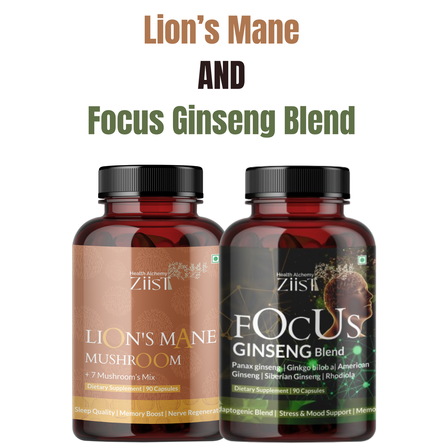 Ziist Memory Support and Brain Health Combo (Lion’s Mane + Focus Ginseng) – Sharpen Your Mind, Boost Focus, and Enhance Cognitive Performance