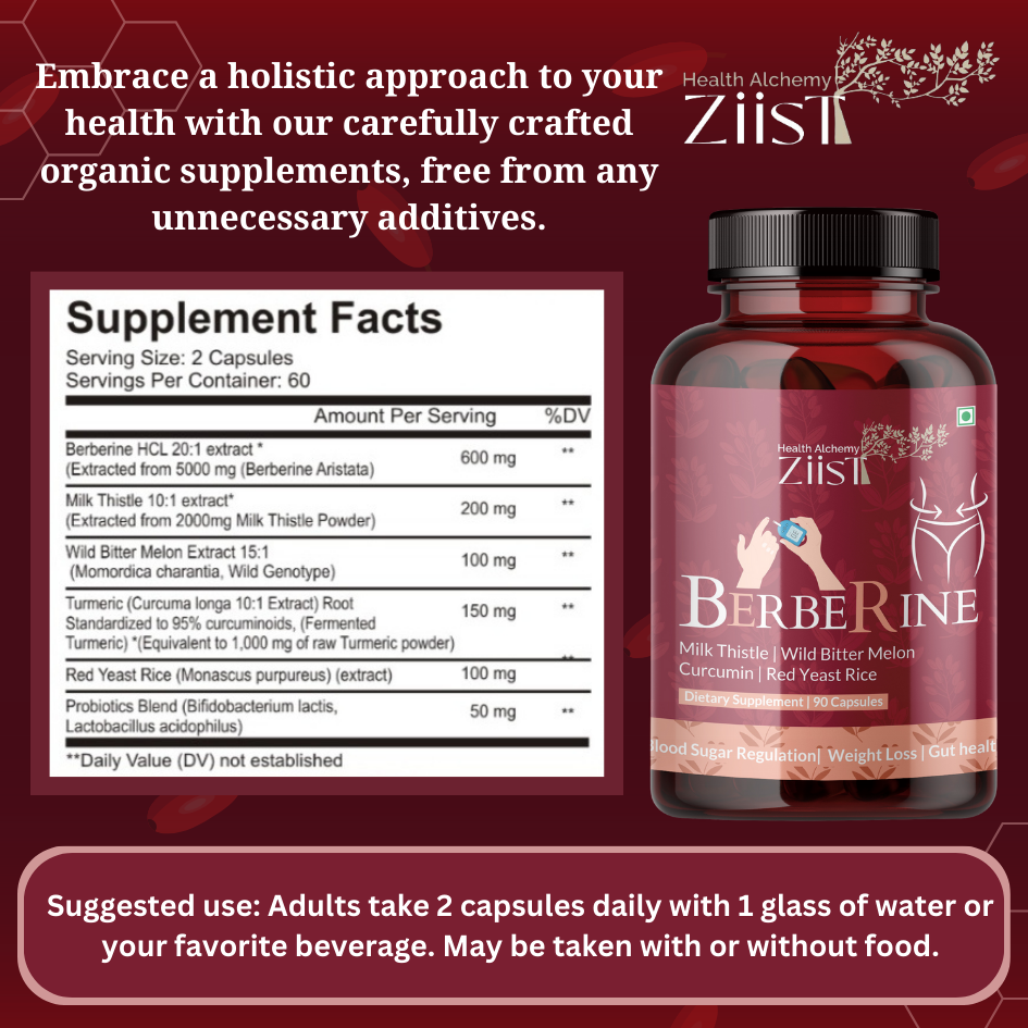 "Berberine Capsules - Natural Metabolic Support 1200mg on a wooden table"