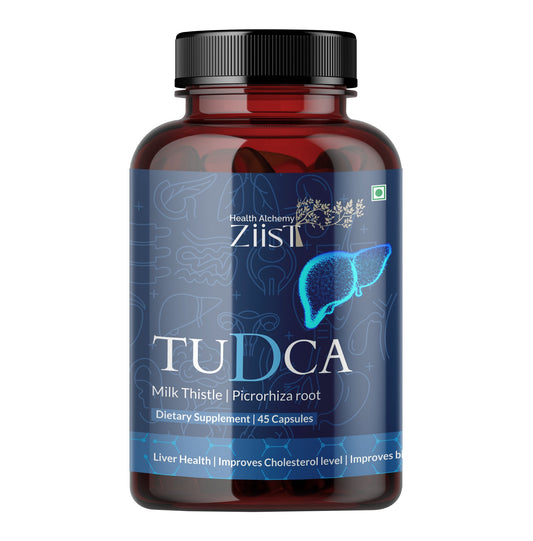 "Bottle of TUDCA 1200mg capsules for liver health"