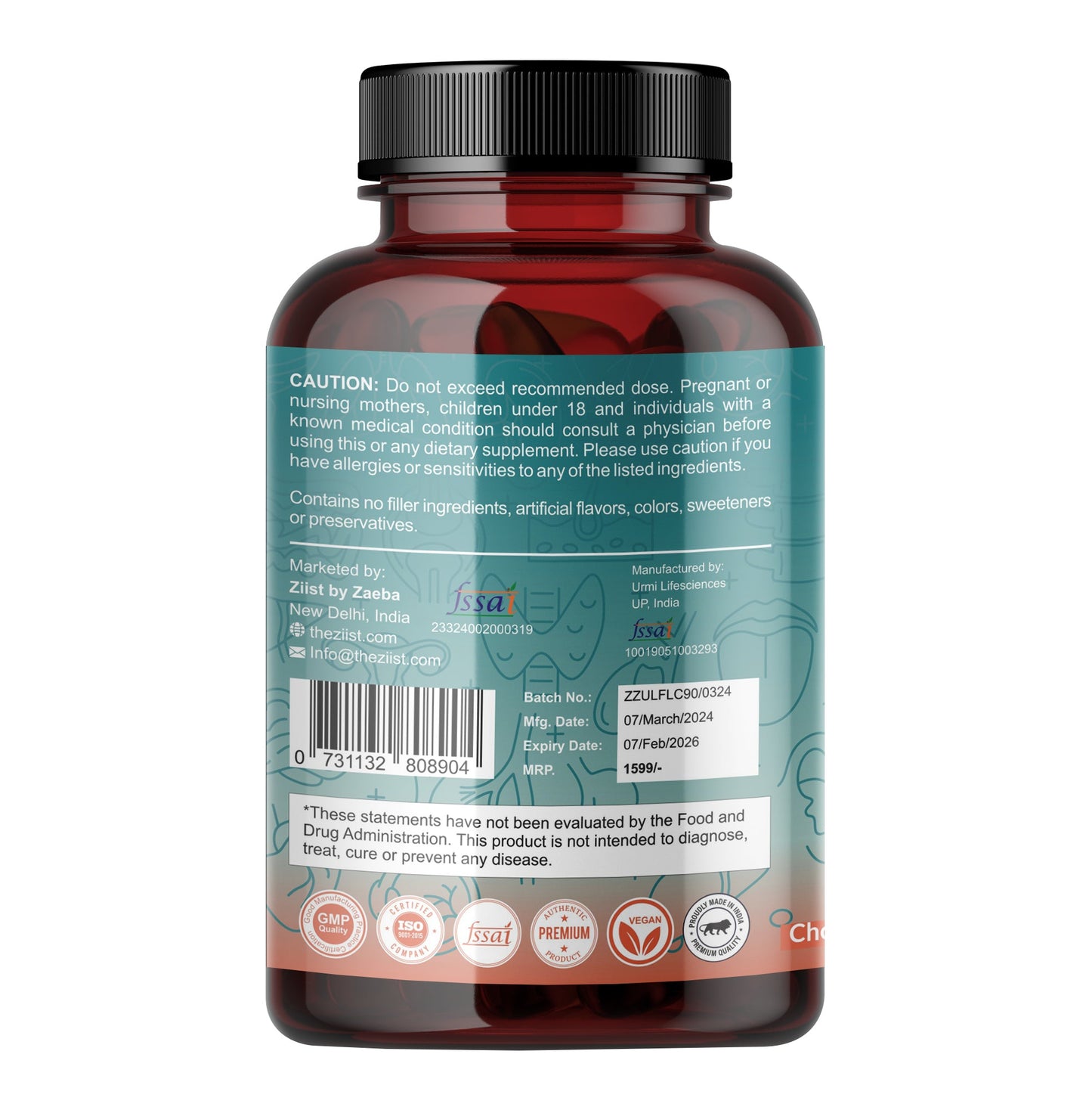 "Close-up of Fatty Liver Remedy 1200mg supplement bottle"