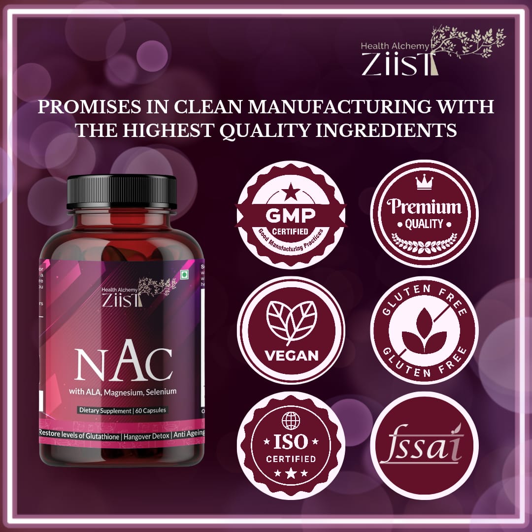 NAC ( N-Acetyl Cysteine ) with ALA, Magnesium, Selenium Dietary Supplement for gluathione production (60 capsules)